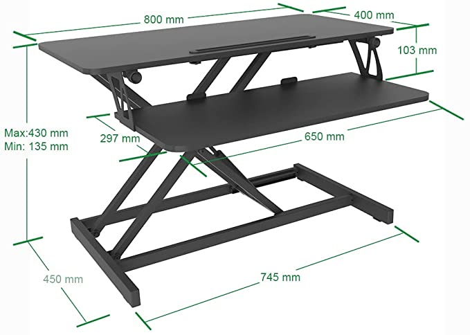 Two Tier Desk converter (Height Adjust from 135mm to 430mm) 🇨🇦