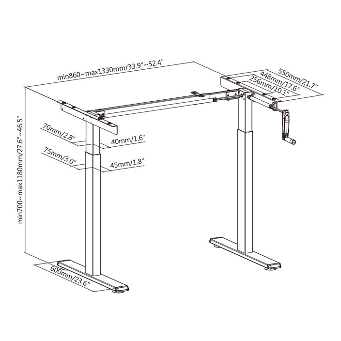 Manual Height Adjustable Desk Frame (White) 🇨🇦